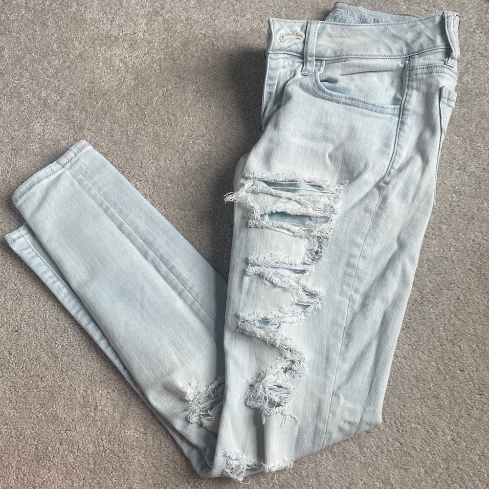 low rise ripped jeans